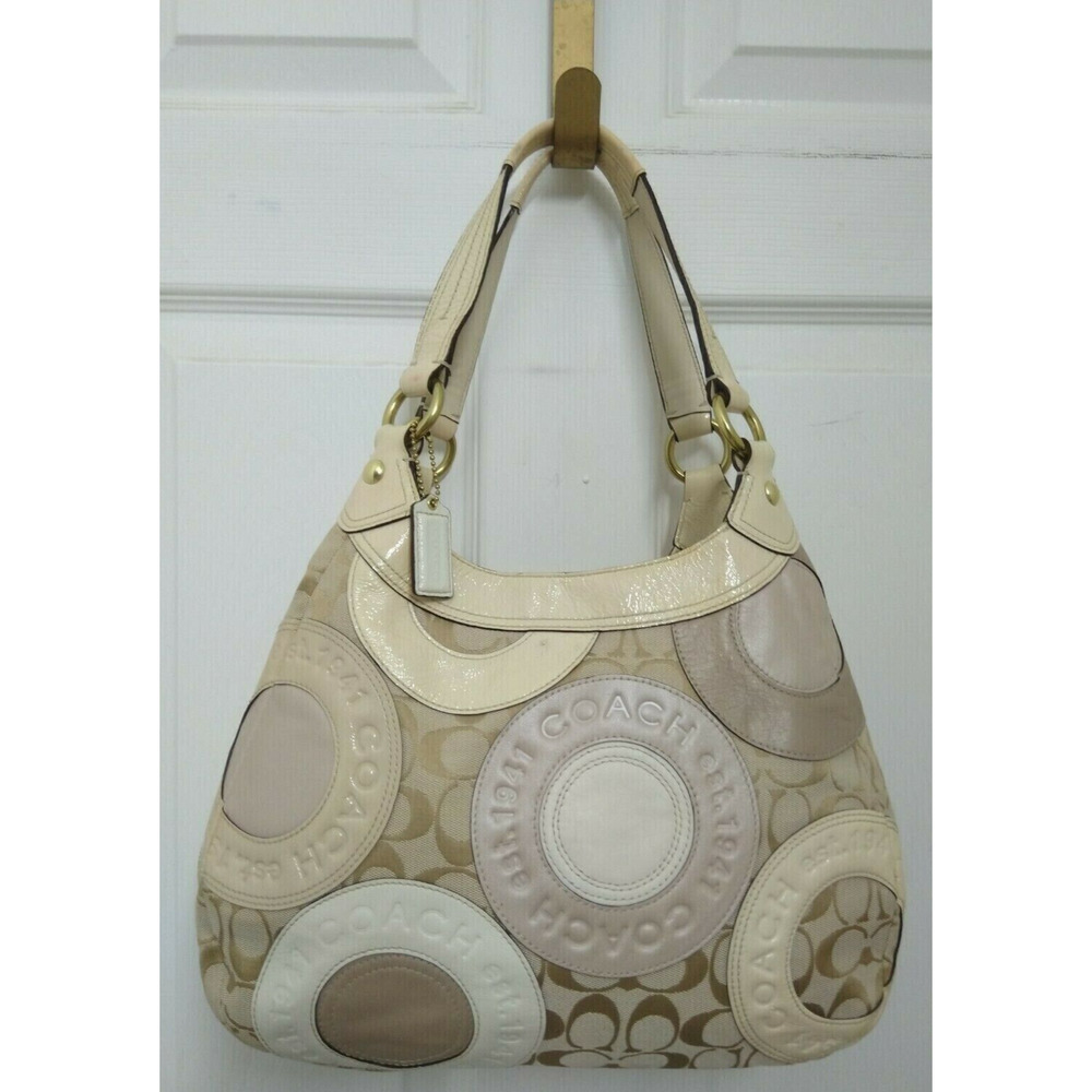 Coach Multicolor Canvas Suede Patent Leather 3 Compartments Shoulder Bag